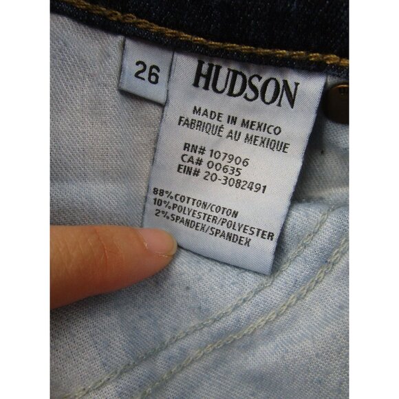 Hudson Jeans 26 Krista Super Skinny Grunge Denim Ripped Logo Stretch - Picture 12 of 14